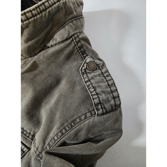 Levis Mens M Washed Cotton Military Jacket Olive Green Sherpa Lined Full Zip - Picture 10 of 14